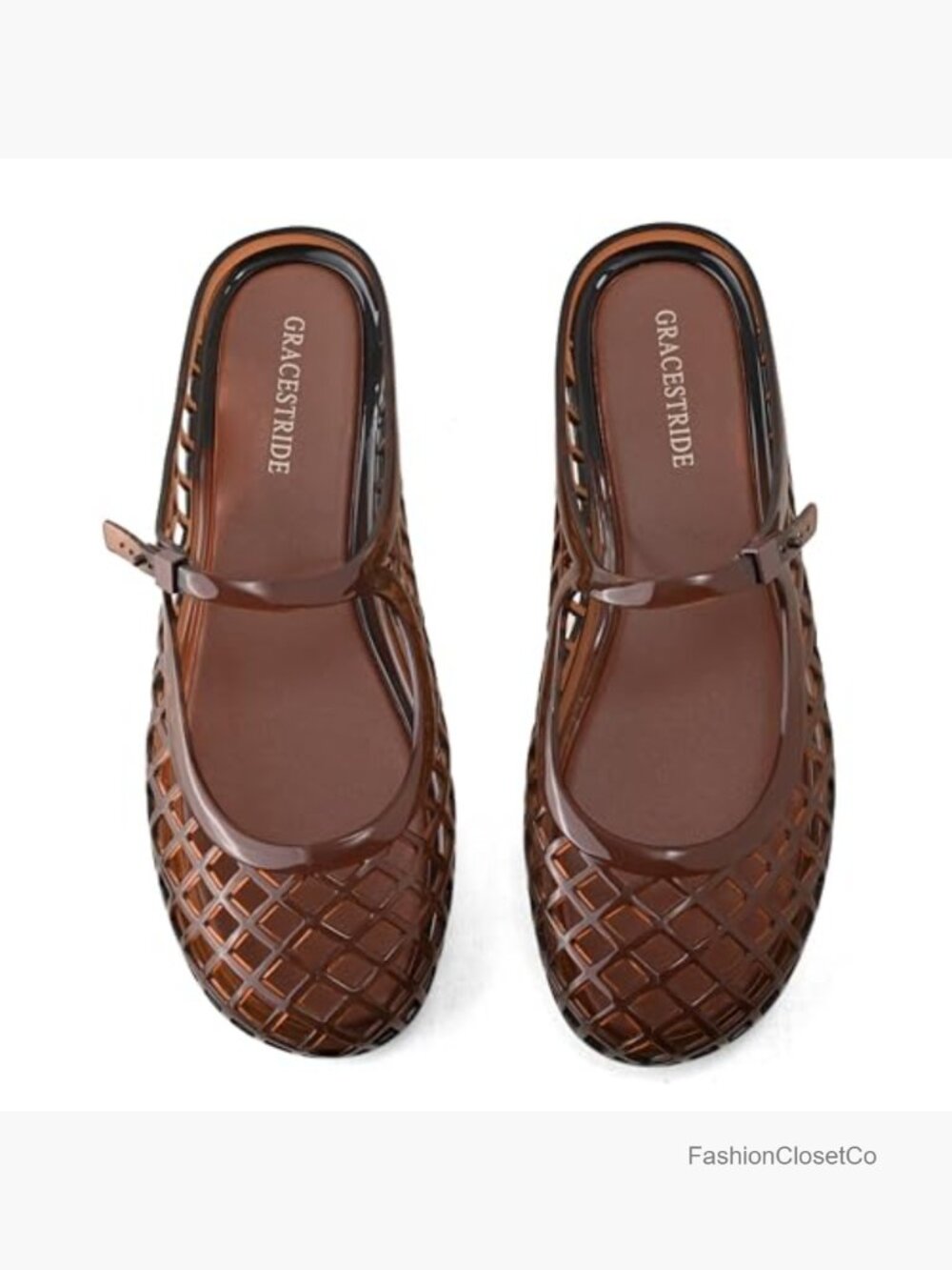 See-Through Mesh Mary Jane Flats Closed Toe Slip On Breathable Flat Sandals - Picture 5 of 7